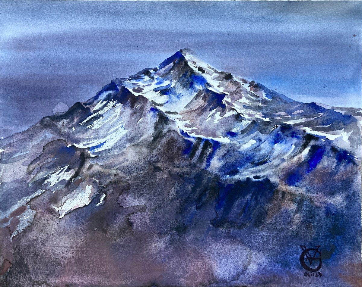 Impressionistic Landscape Watercolour By Valeria Golovenkina, 18 X 14", Mountain #4, Original Artwork