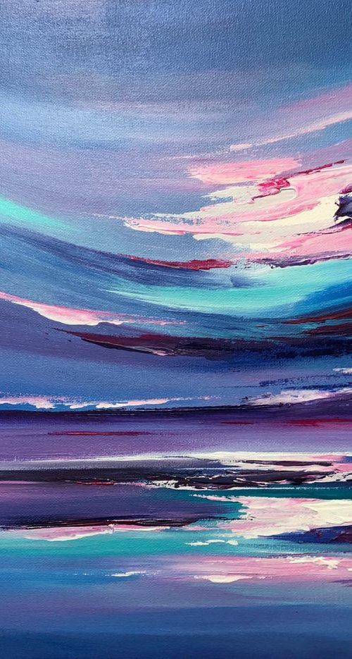 Abstract seascape in blues and turquoise by Marja Brown