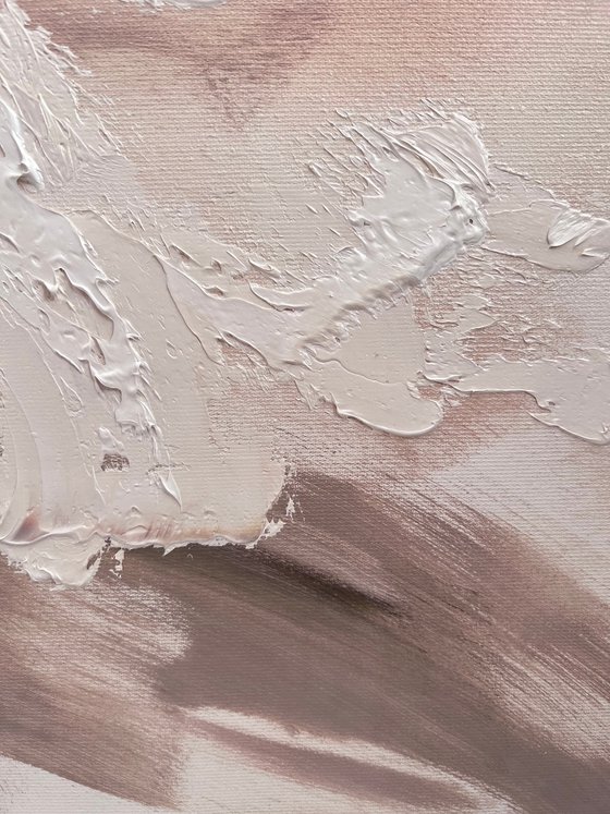 Beige modern flower painting.