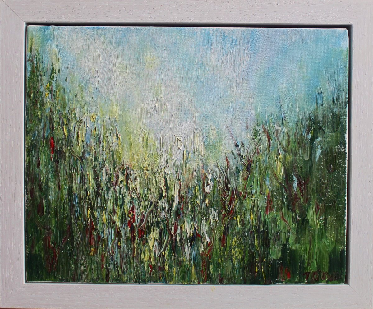 Abstract Botanical Oil Painting By Therese O