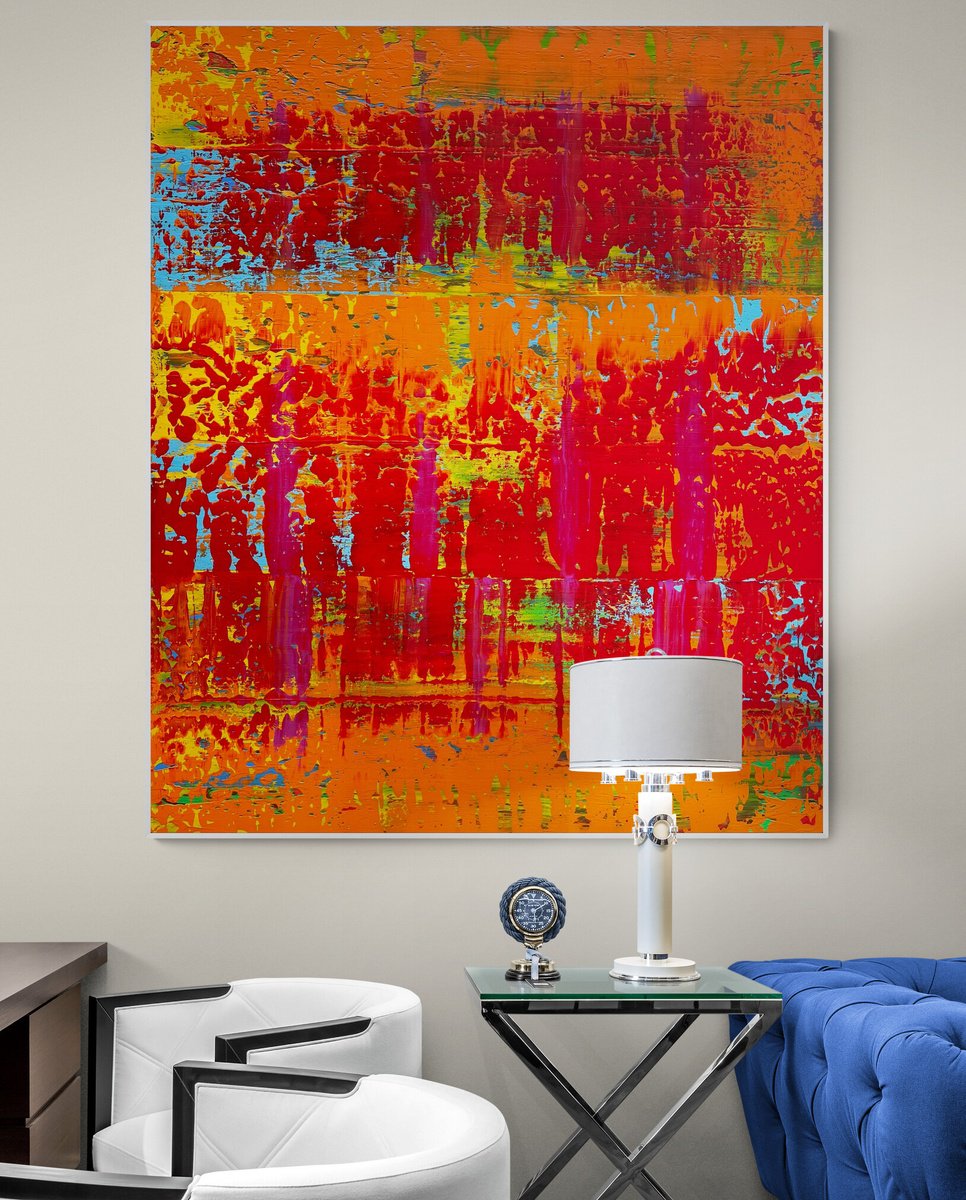 Abstract Acrylic Painting By Julijana Ravbar, 47 X 39", Vibrant Harmony, Original Artwork