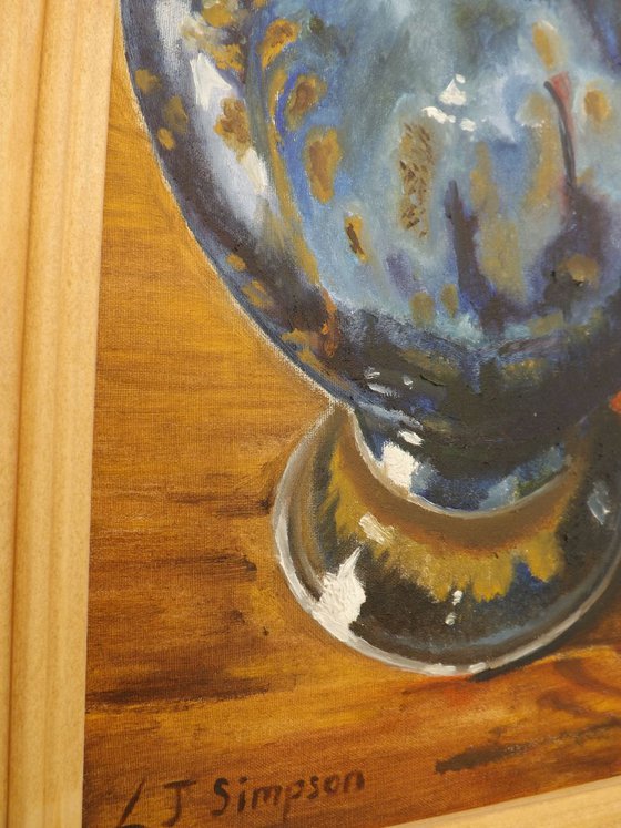 'Blue Vase And Nectarines