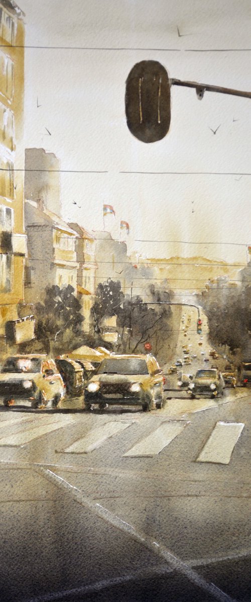 Sunset at Kneza Milosa Beograd by Nenad Kojić