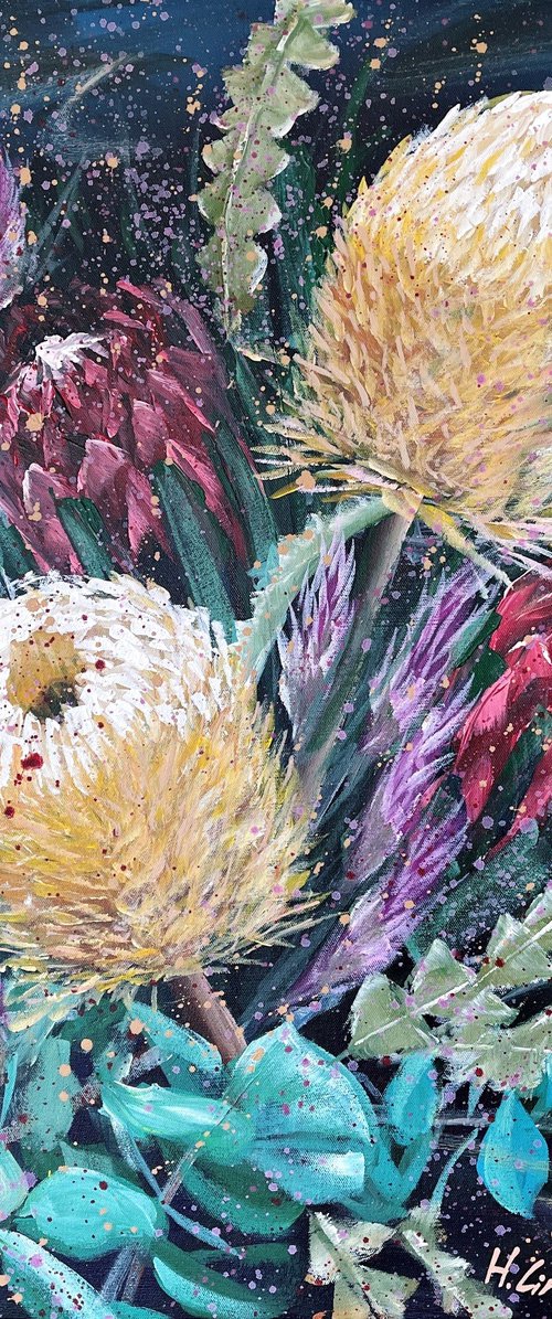 Forevermore – Acorn Banksia, Protea pink ice and Flamingo Celosia By HSIN LIN by HSIN LIN