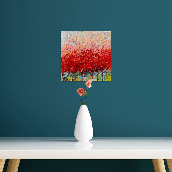 Abstract Poppy Field   #3  10 "X 10" X 0.5"  by @OLenaArt