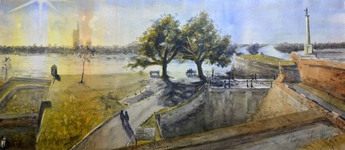 Kalemegdan hill in Belgrade by Nenad Kojić watercolorist