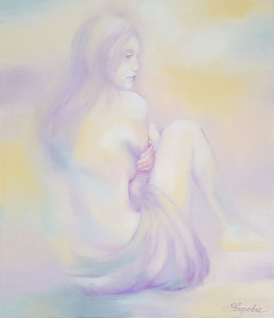 Tender dreams, original oil painting, 60x75 cm, FREE SHIPPING