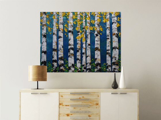 Forest - Birch Forest Painting 48" x 36"