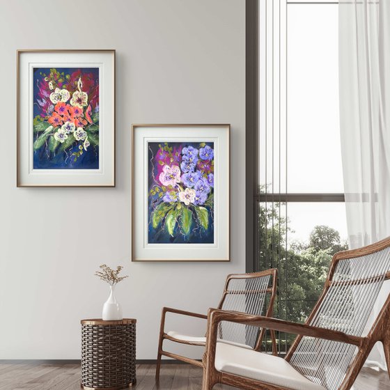 Wild orchids Set of 2 Pastel