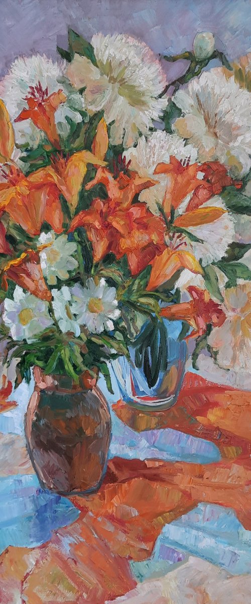 Peonies- Original  oil painting by Svetlana Norel