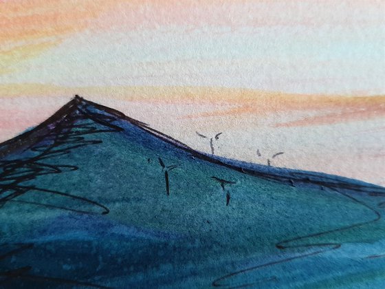 Sunset Croghan - Watercolour and pencil study