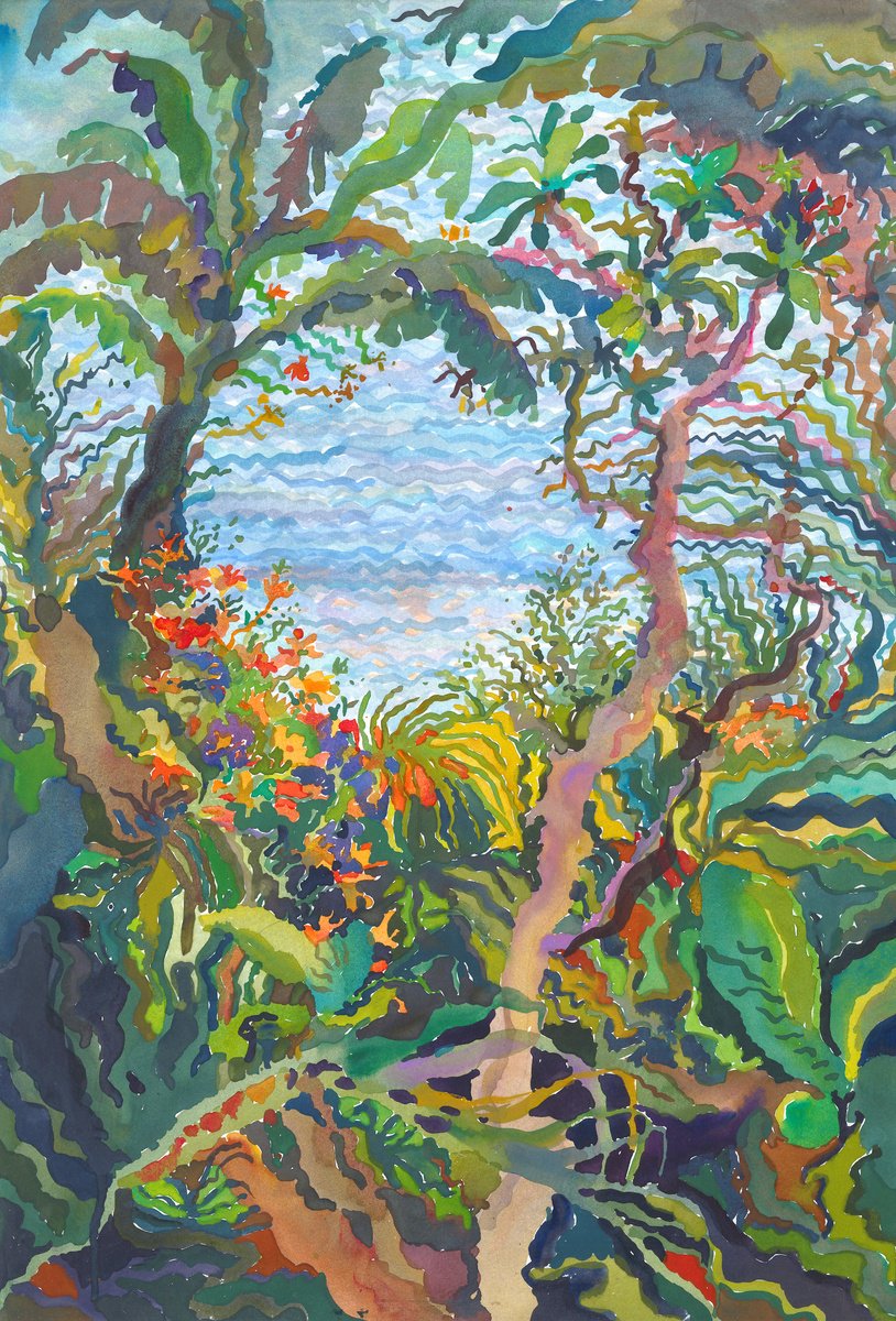 Impressionistic Botanical Watercolour By Tanbelia, 15 X 22", Nusa Penida Vegetation, Original Artwork