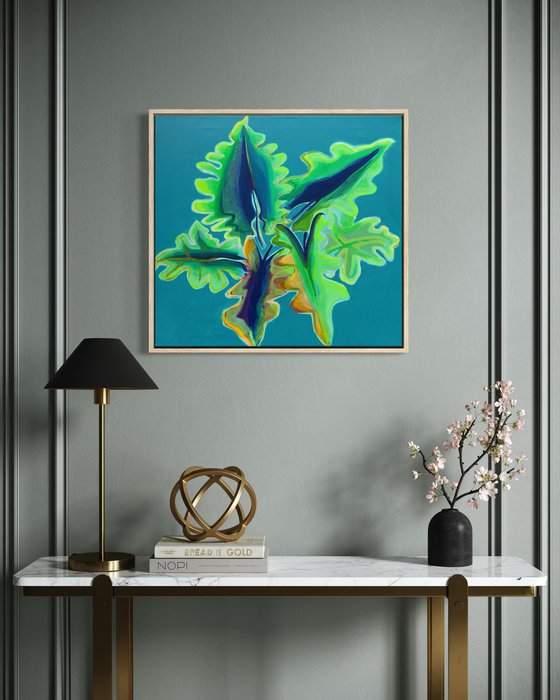 Blue and Green Alocasia Study