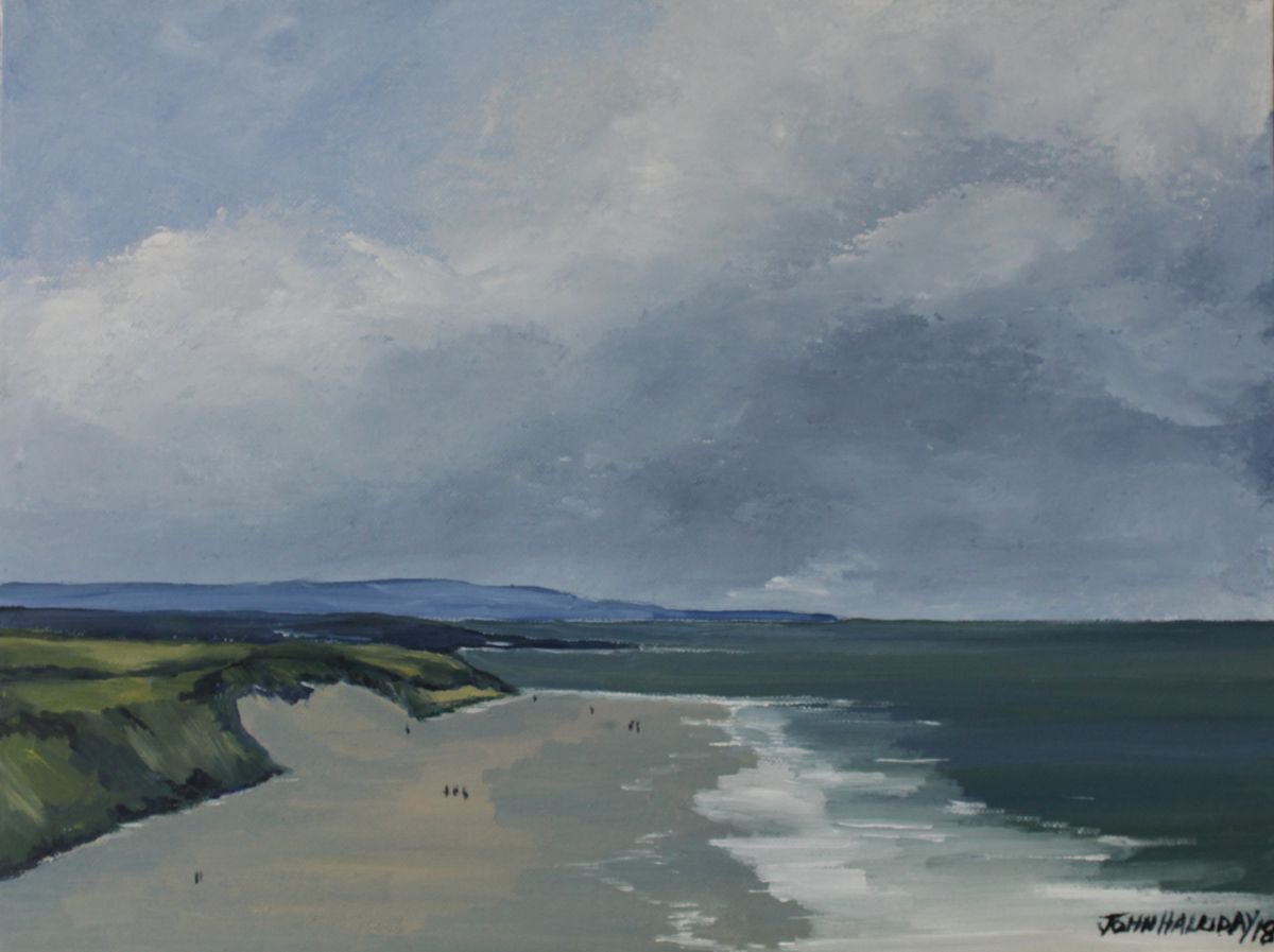 Impressionistic Landscape Oil Painting By John Halliday, 16 X 12, White Rocks Beach, Ireland, Original Artwork