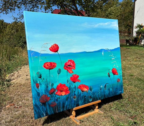 "Poppies by the sea"