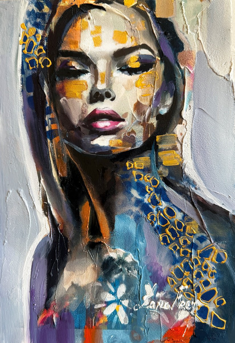 Expressive Portrait Painting By Lana Frey, 8 X 12", Becoming, Original Artwork