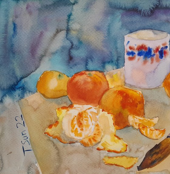 Art still life with tangerines Painting