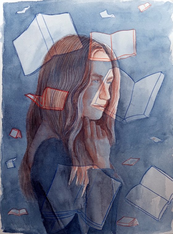 Light books around her