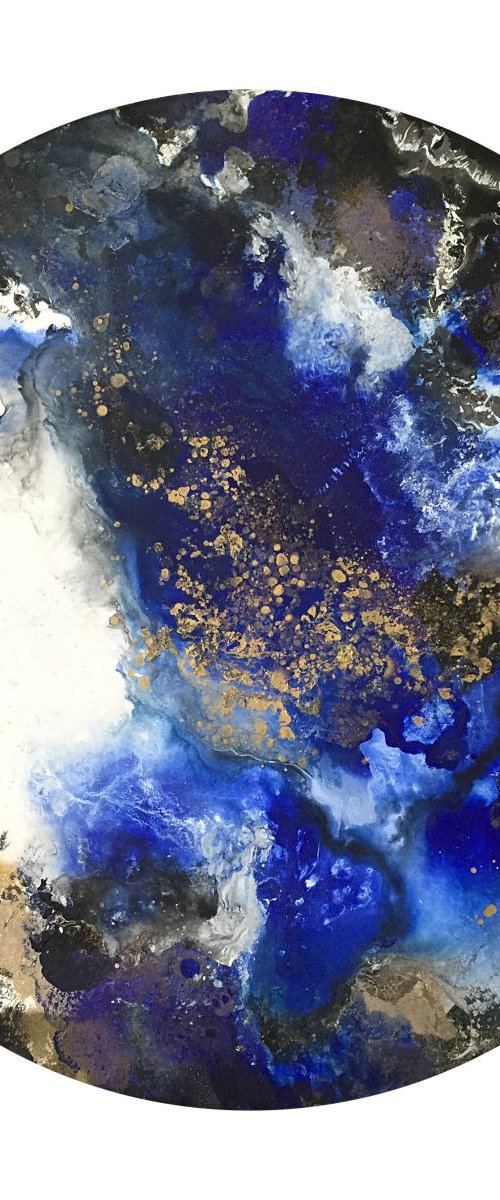 Blue Orbit, 70 x 70cm, circle canvas art for the Home, Office, Shop, Restaurant or Hotel by Corinne Natel