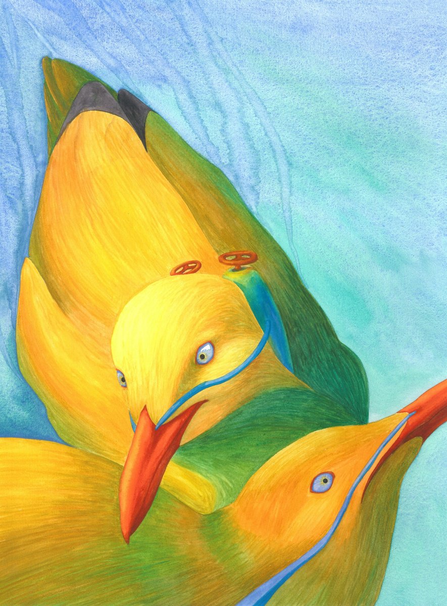 Illustrative Animal Watercolour By Karina Danylchuk, 12 X 16", An Accident, Original Artwork