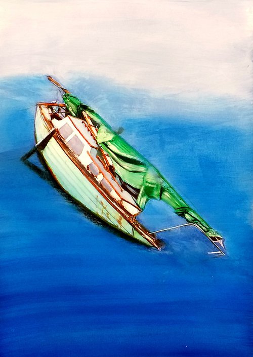 Green Sails Half Sunk by Siniša Alujević