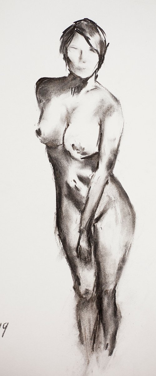 Nude in charcoal. 7. Black and white minimalistic female girl beauty body positive by Sasha Romm