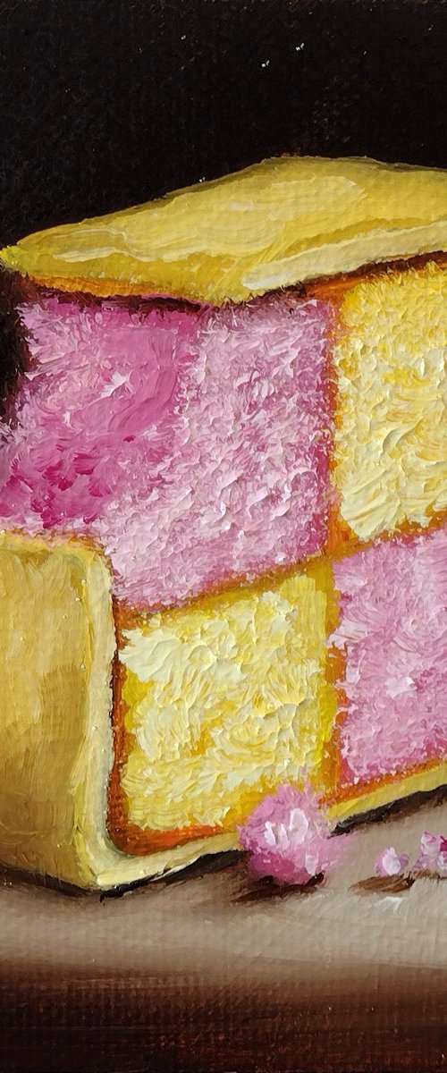 Little Battenberg slice still life by Jane Palmer Art