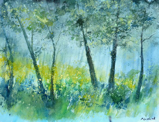 Light in the wood -watercolor