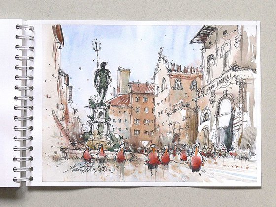 Bologna, urban sketch art.