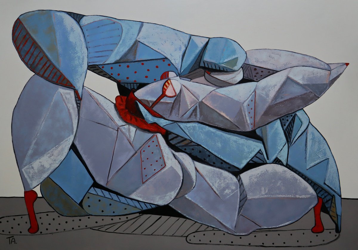 Abstract Portrait Oil Painting By Ta Byrne, 67 X 47", Lovers, Original Artwork