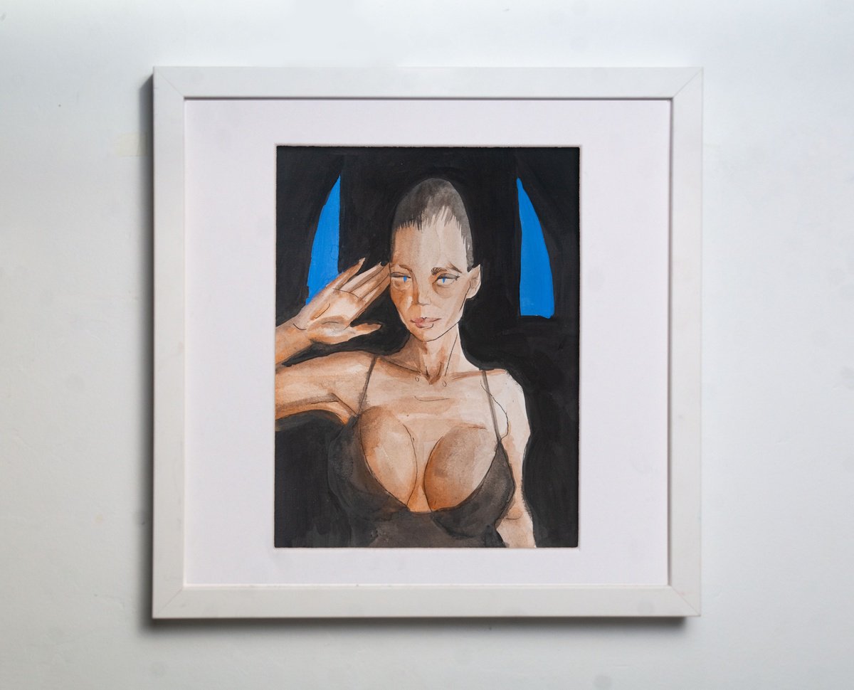 Expressive Portrait Painting By Bohdan Katolyk, 16 X 16, Silent Oath, Original Artwork