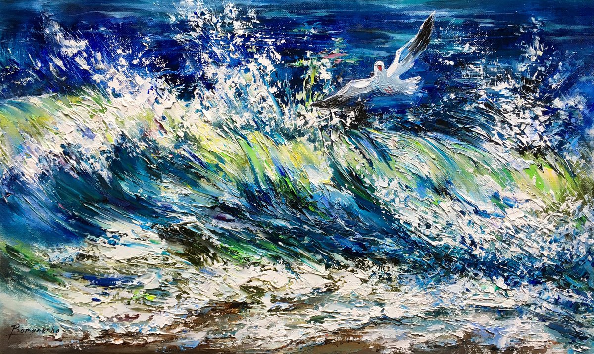 Flying Over The Wave By Olena Romanenko, 20 X 12, Artwork For Sale On Artfinder
