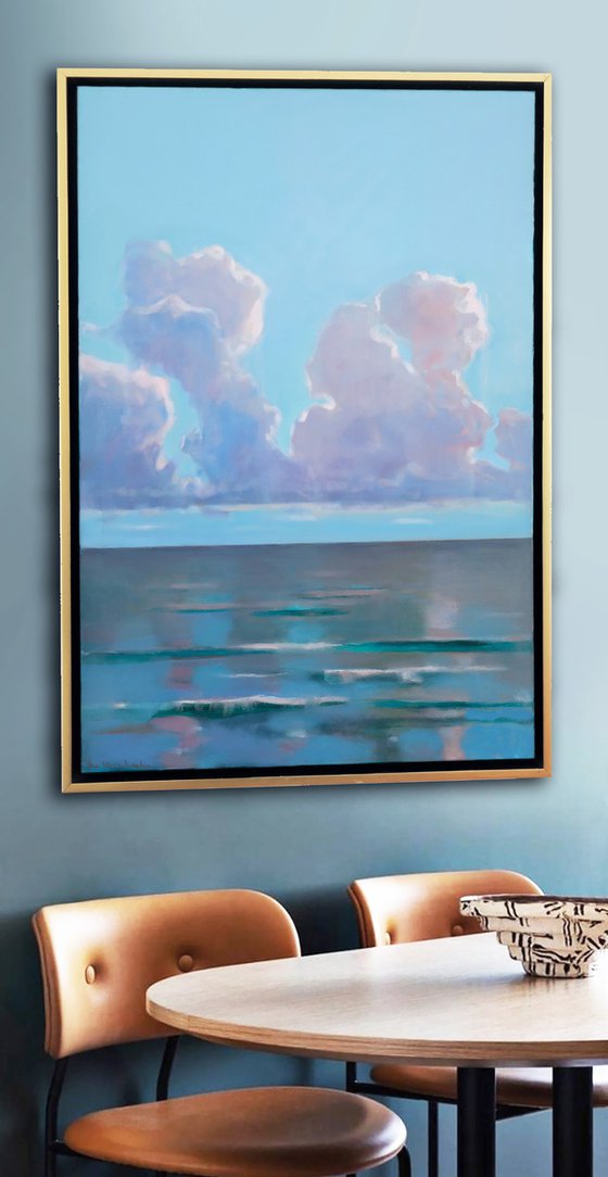 Calm Ocean Beautiful Clouds 24x36 inch by Bo Kravchenko