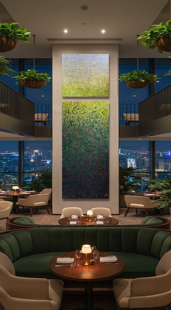  In Search Of Silence- 2 (Green) By Nadiia Antoniuk, 46 X 130, Artwork For Sale On Artfinder