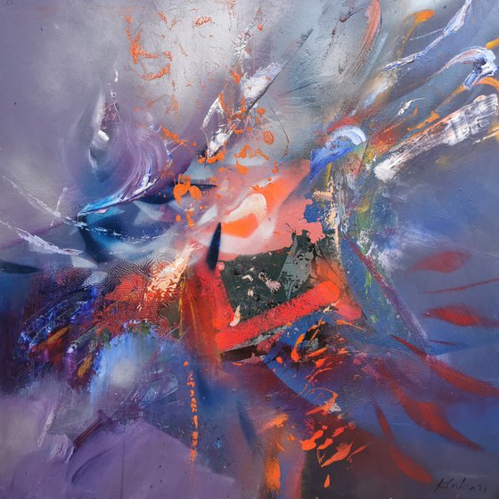 Peacock asleep beautifull bizzare bird shape abstract painting large scale by master O Kloska