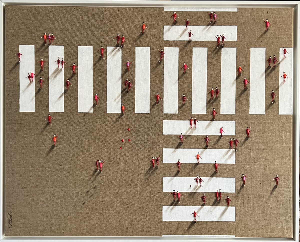 Abstract Portrait Acrylic Painting By Eka Peradze, 41 X 33, Freedom Crosswalk Eka Peradze, Original Artwork