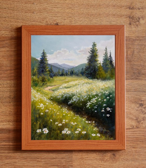 Mountain wildflowers and fir trees