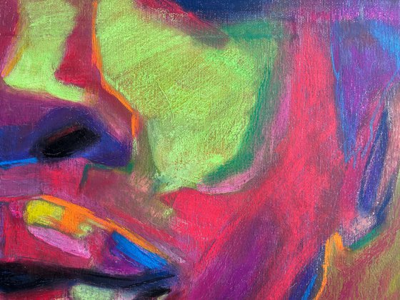 Exploring Identity: Colorful Portrait of an Abstract Vivid Female