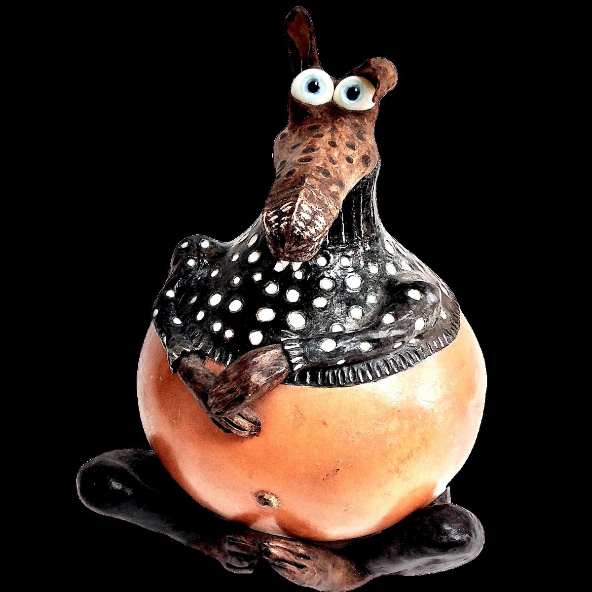 Expressive Animal Wood Sculpture By Eleanor Gabriel, 8 X 11, Wolf Lucius, Original Artwork