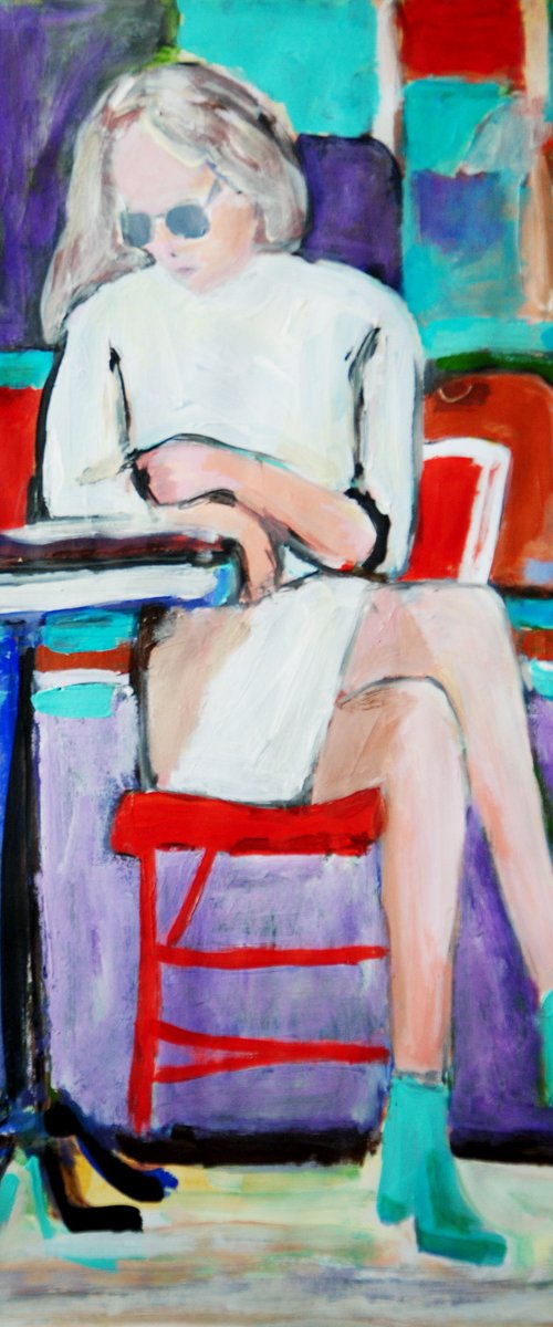 Woman with a book / 42 x 29.7 cm by Alexandra Djokic