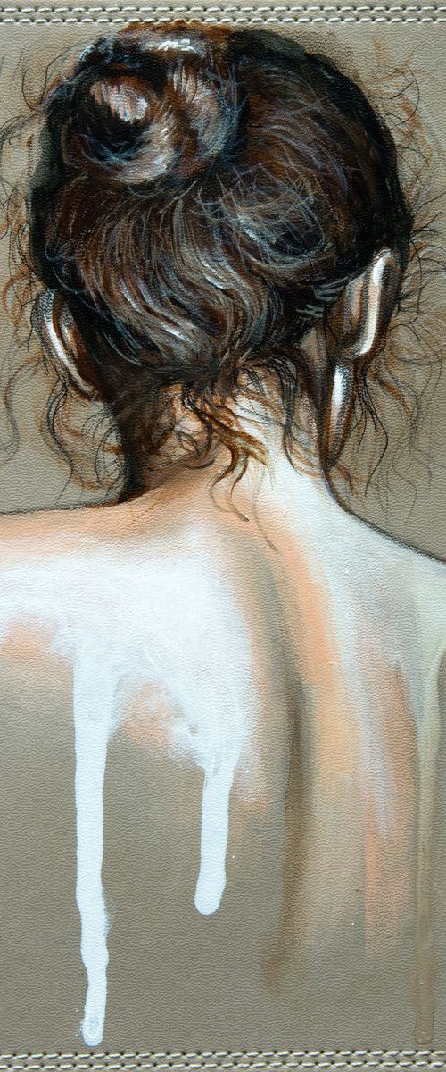 "Beautiful back " Original   acrylic painting on board 22x29x0.5cm.ready to hang by Elena Kraft