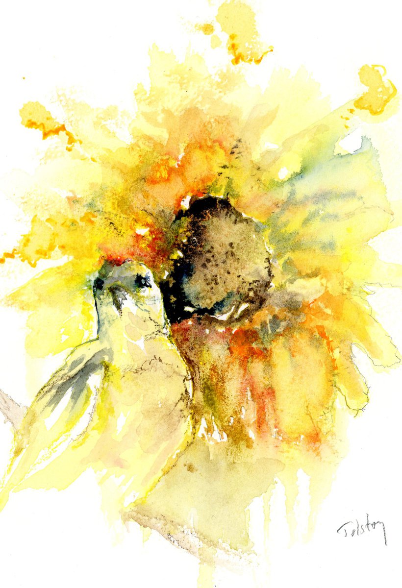 Goldfinch and Sunflower by Alex Tolstoy