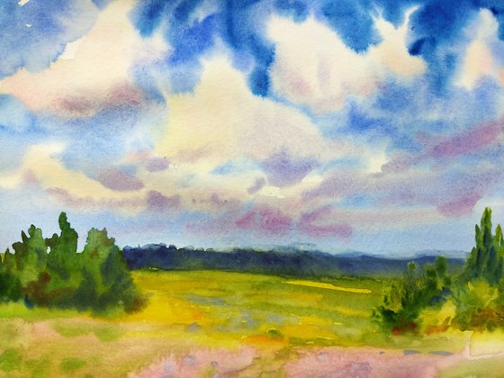 “ Summer Clouds ” Original watercolor painting
