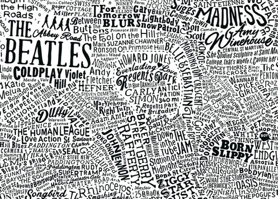 Music Map Of London (A2, White)