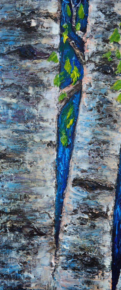 Birch Trees with palette knife by OLena Art by Lena Owens at OLena Art