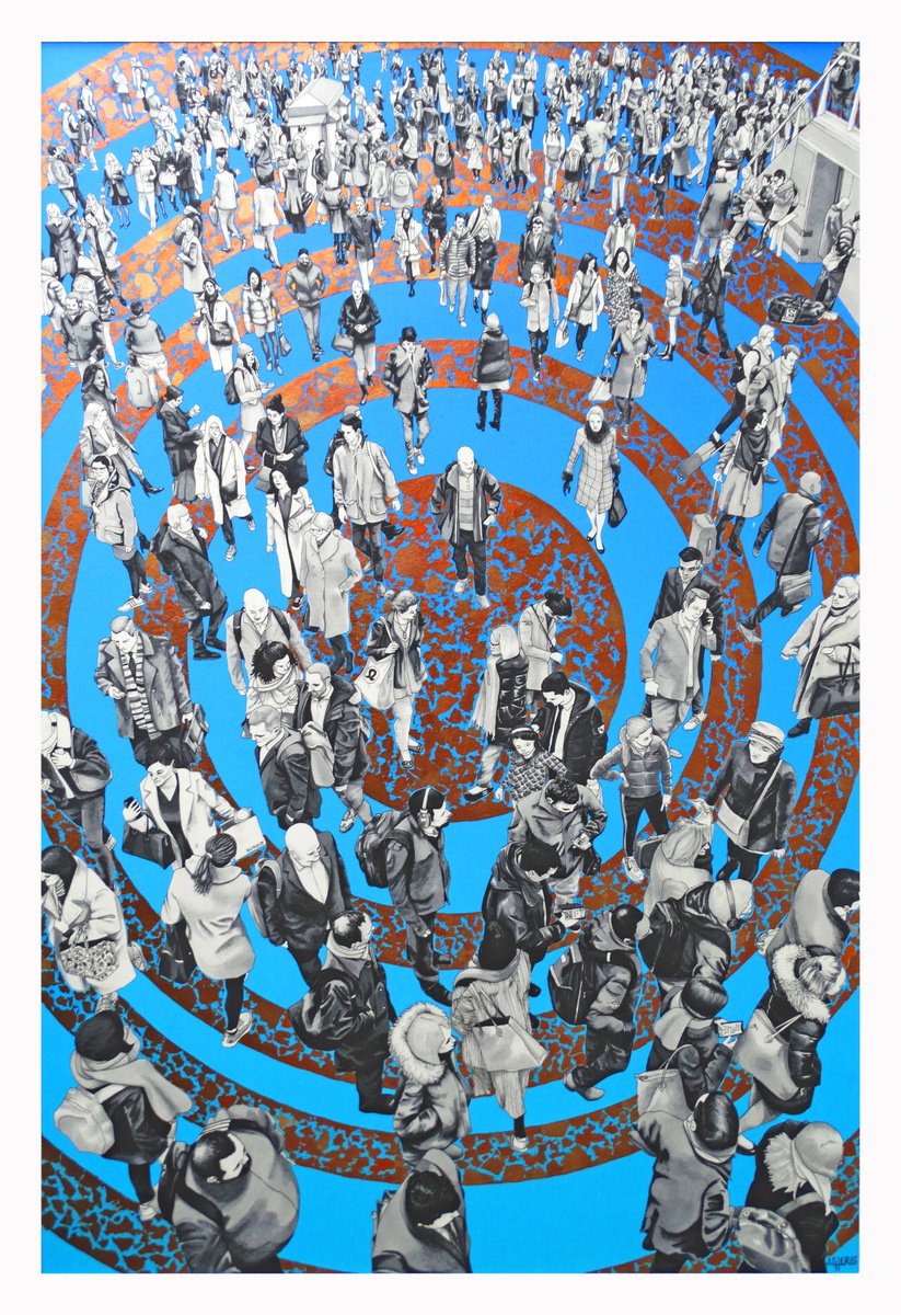"People At The Station II" (Blue Red Gold Circles) by Arturo Garcia de las Heras (Agheras73)