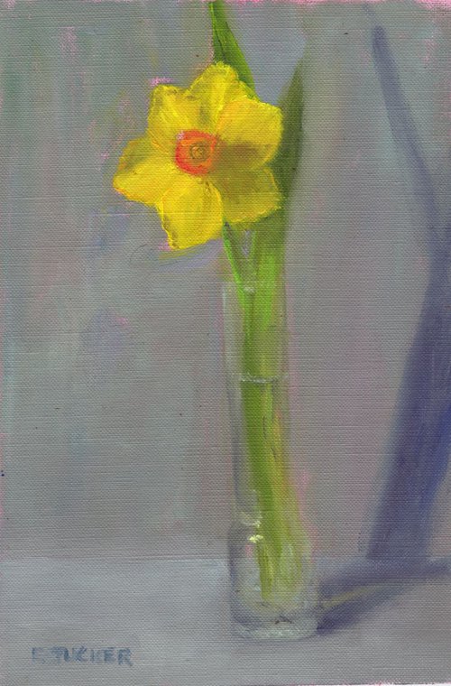Daffodil in Glass Vase by Elizabeth B. Tucker