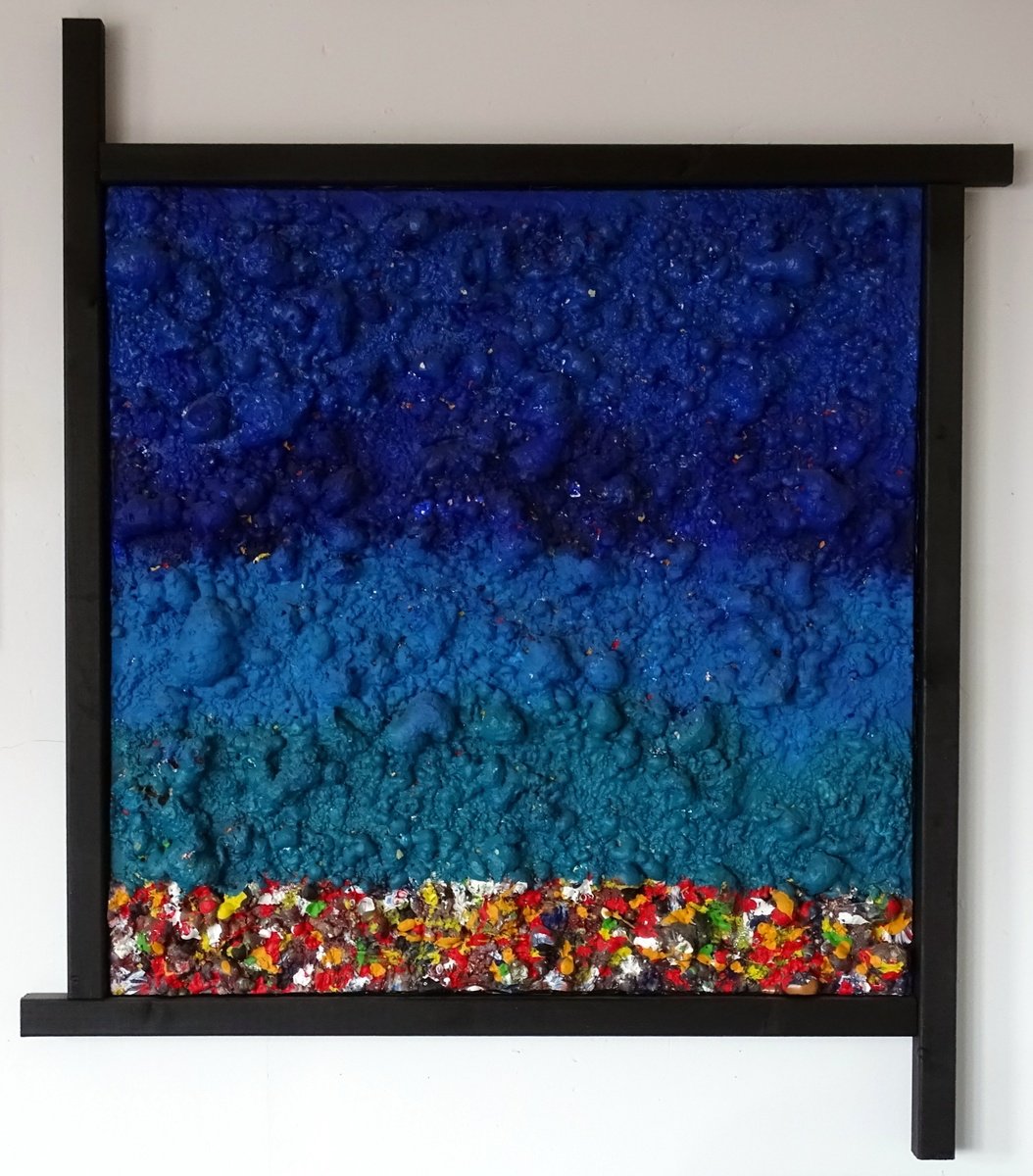 Abstract Landscape Painting By Cb., 47 X 49, Magic Blue, Original Artwork