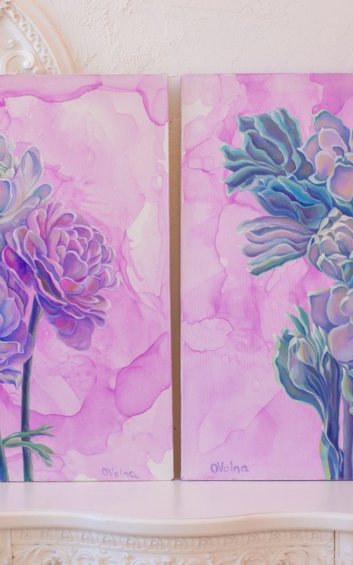 Diptych turquoise and lilac by Olga Volna