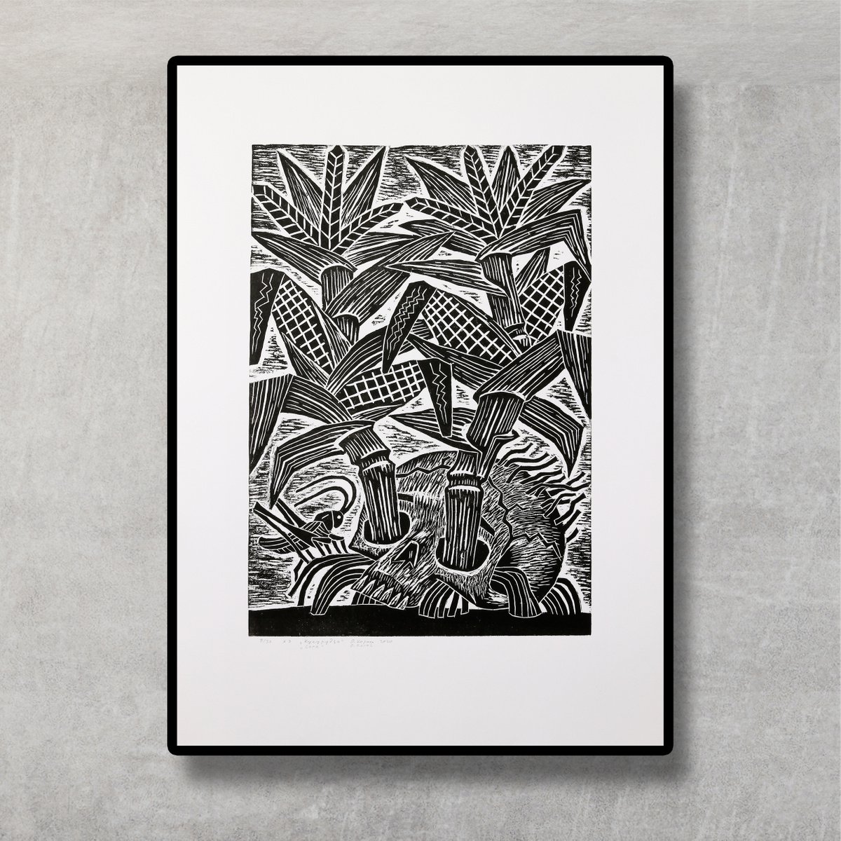 Graphic Botanical Print By Oleksandr Korol, 24 X 33", Corn, Original Artwork